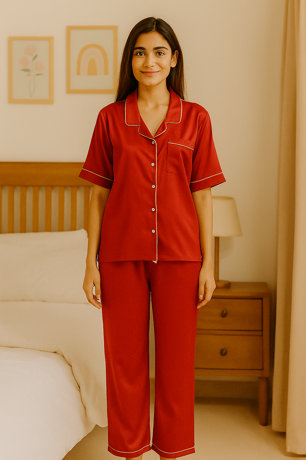 Red Cotton Pj Set (Women)