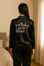 Black Personalise Satin Pj Set   | Prepaid Orders Only