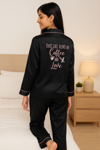 Black Personalise Satin Pj Set (Edit 2)   | Prepaid Orders Only