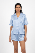 Powder Blue Personalised Satin Shorts Set  | Prepaid Orders Only