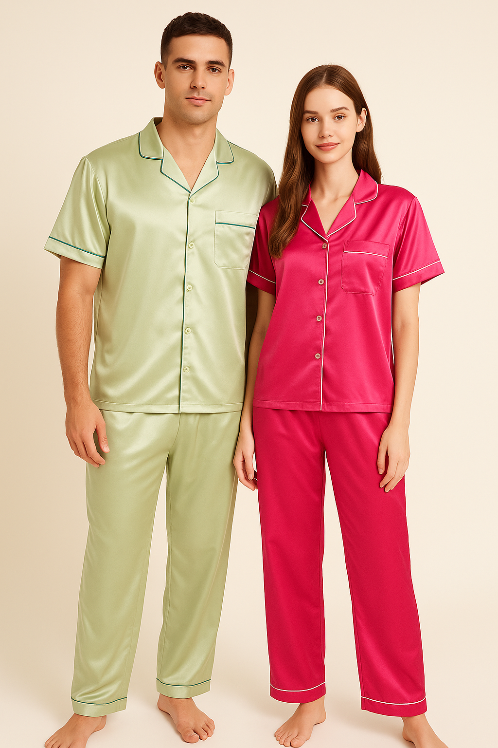 Logo Personalised Pink+ Green Couple Set  | Prepaid Orders Only