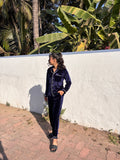 Navy Blue Velvet PJ Set