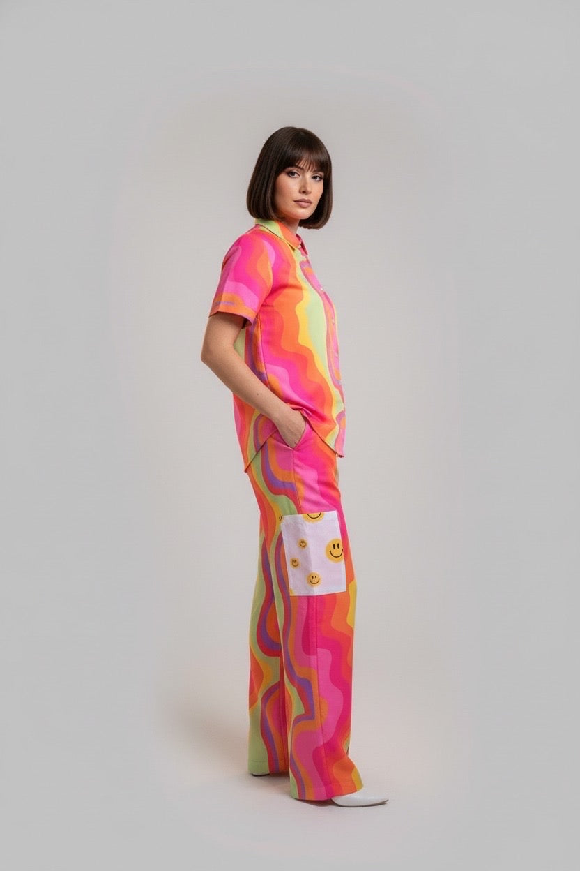 Summer Smiley Wide Leg Co-Ord Set