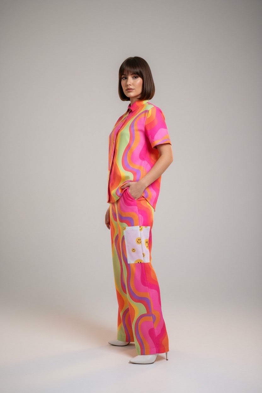 Summer Smiley Wide Leg Co-Ord Set