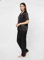 Black Personalise Satin Pj Set  | Prepaid Orders Only