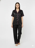 Black Personalise Satin Pj Set  | Prepaid Orders Only