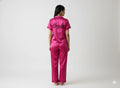 Magenta Bride Satin Pj Set  | Prepaid Orders Only
