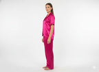 Magenta Bride Satin Pj Set  | Prepaid Orders Only