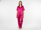 Magenta Bride Satin Pj Set  | Prepaid Orders Only