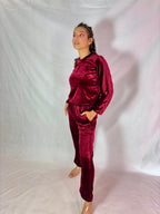 Maroon Tee + Wide Leg Pant Set