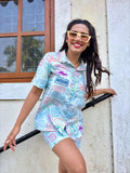 Multi Color Visa Stamps Co-Ord Set