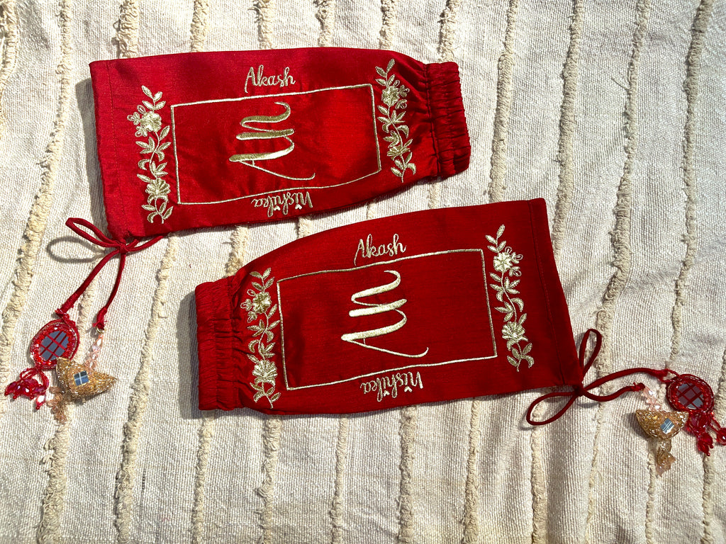 Red Raw Silk Names Chooda Cover  | Prepaid Orders Only