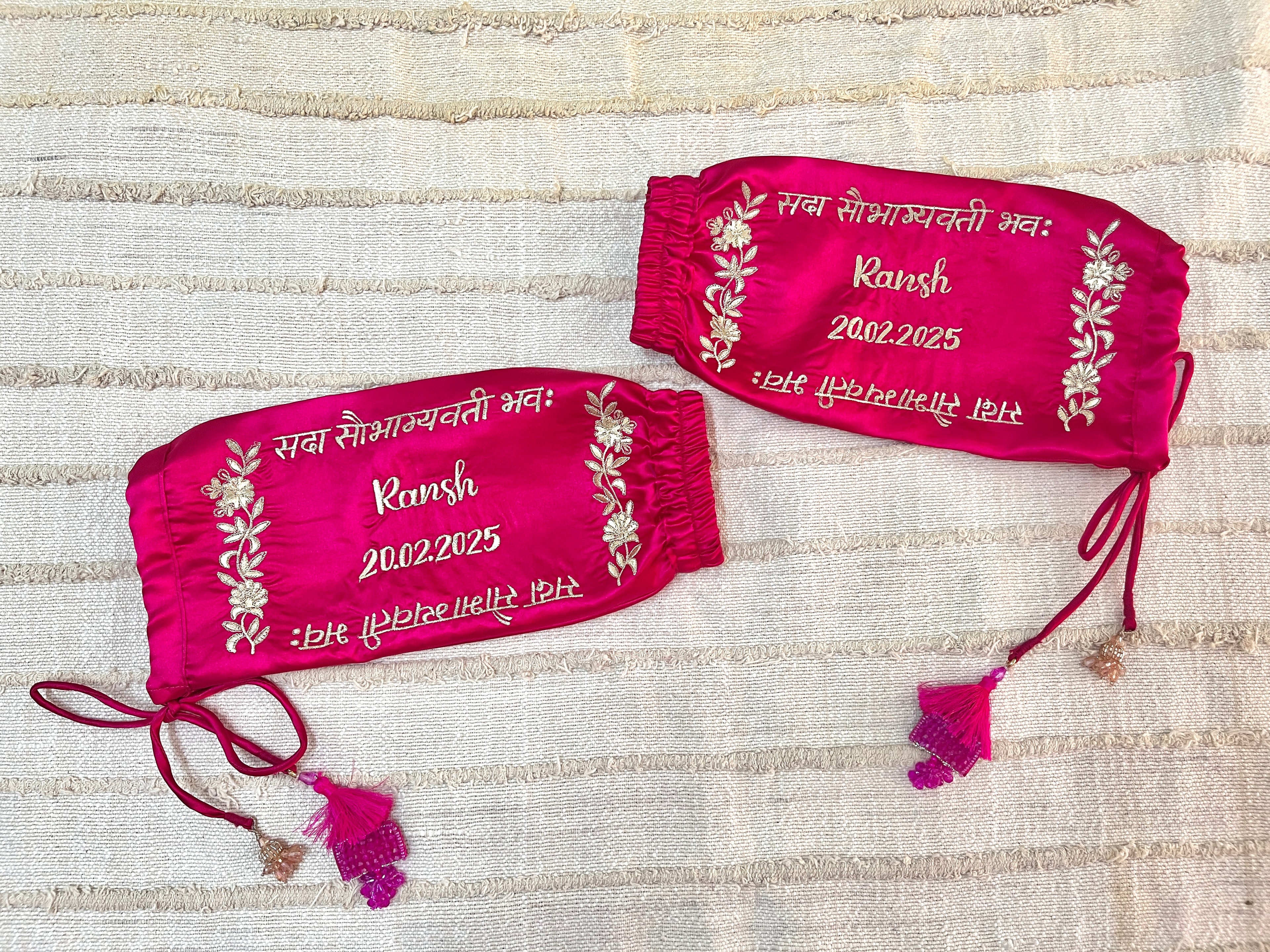Magenta Slogan Pink Floral Chooda Cover  | Prepaid Orders Only