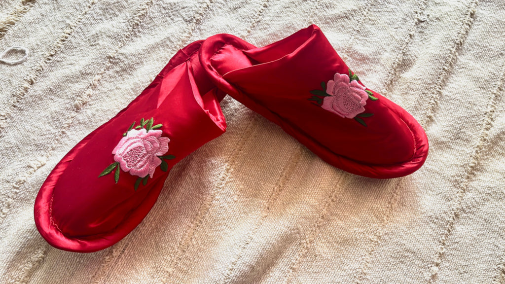 Satin  Floral Slippers | Prepaid Orders Only