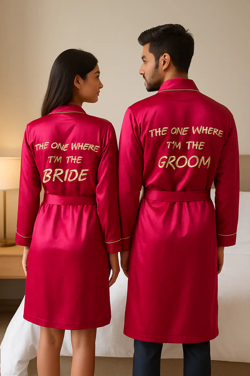 Magenta Couple Personalised Robes  | Prepaid Orders Only