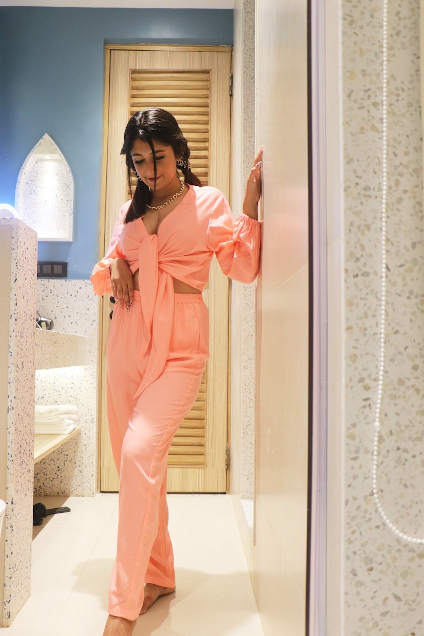 Baby Pink Tie Up Co - Ords Set - Comfy Nights