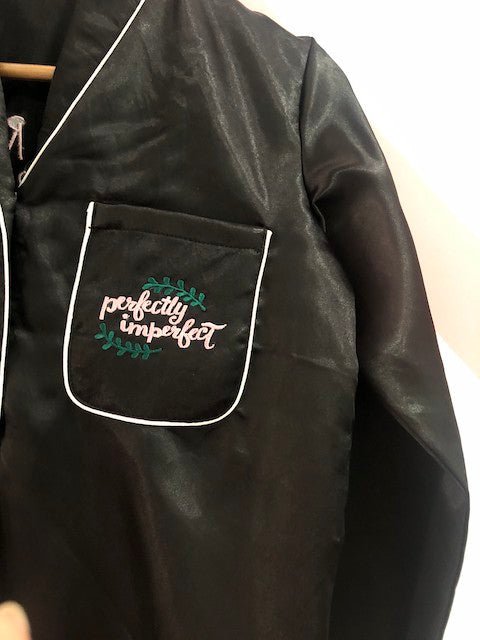 Black Personalise Satin Pj Set (Edit 2) | Prepaid Orders Only - Comfy Nights