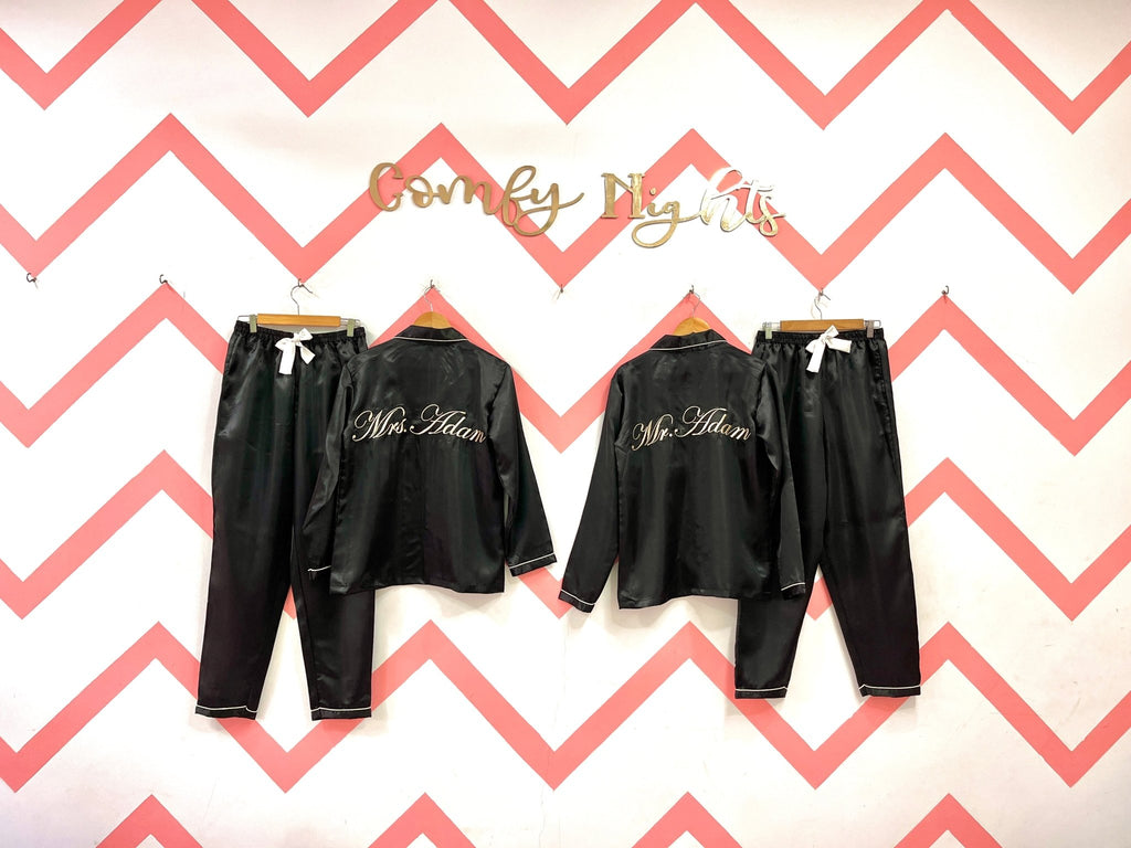 Black Satin Couple Set | Prepaid Orders Only - Comfy Nights
