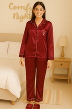 Burgundy Initial Personalise Pocket Pj Set  | Prepaid Orders Only