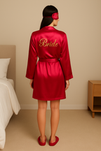 Red Personalise Robe + Slippers + EyeMask  | Prepaid Orders Only