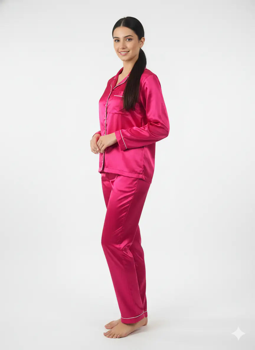 Magenta Name + Bride Satin Pj Set  | Prepaid Orders Only