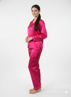 Magenta Name + Bride Satin Pj Set  | Prepaid Orders Only
