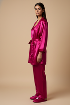 Magenta Personalise Robe Pj Set + Slippers + Camisole For Bride | Prepaid Orders Only