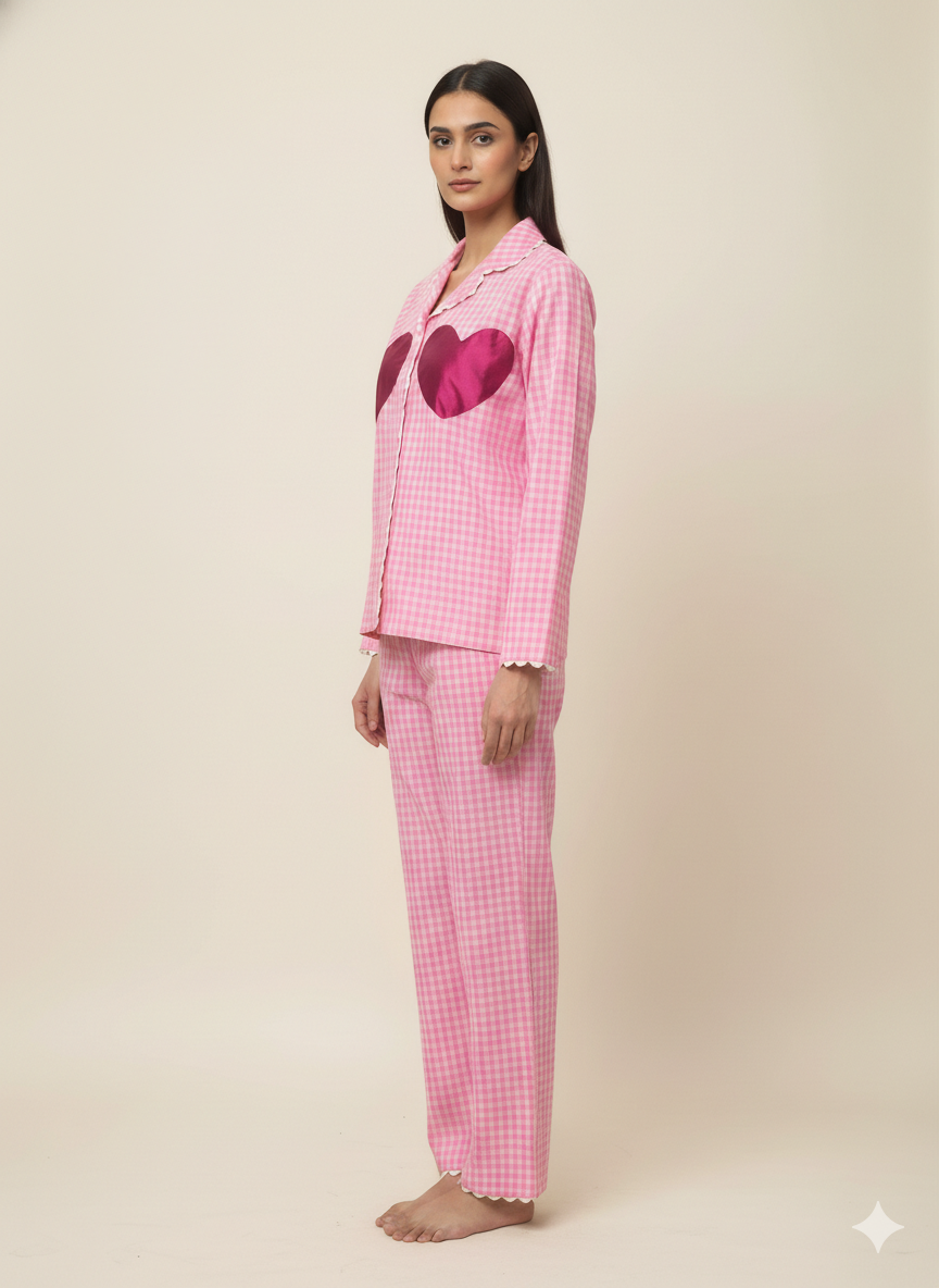 Checked Hearts Pj Set