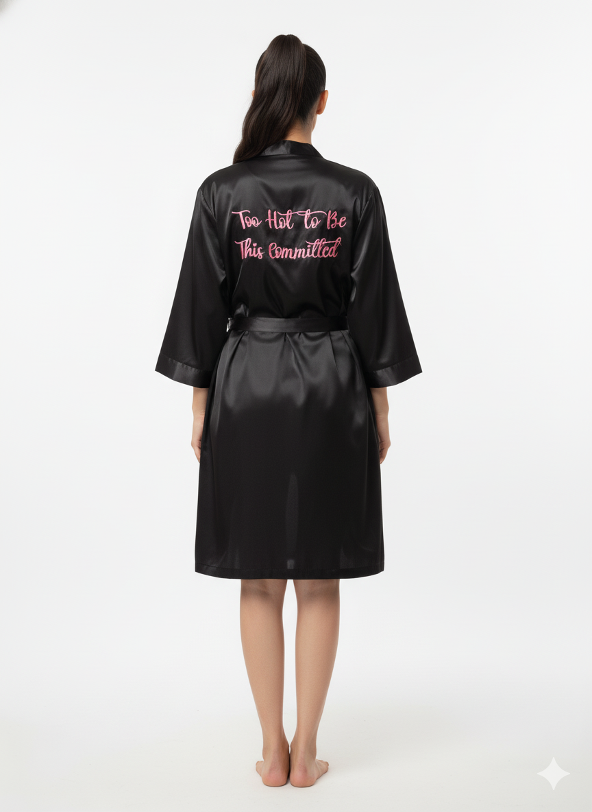 Black Satin Personalise Robe + Camisole  | Prepaid Orders Only
