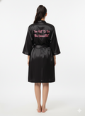 Black Satin Personalise Robe + Camisole  | Prepaid Orders Only