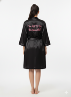 Black Satin Personalise Robe + Camisole  | Prepaid Orders Only