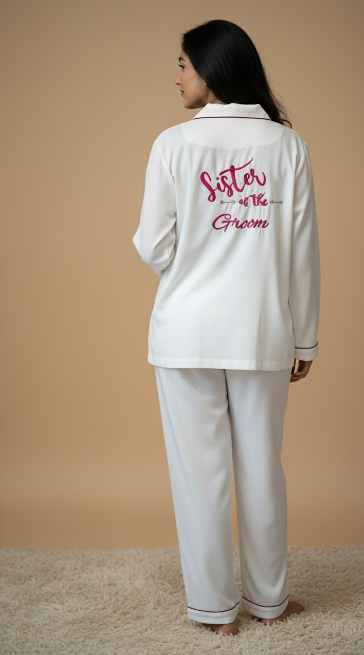 Personalised Sister of the Groom Cotton Pj Set  | Prepaid Orders Only