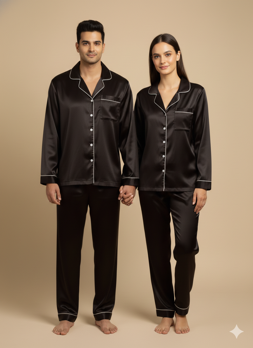 Logo Personalised Black Couple Set  | Prepaid Orders Only
