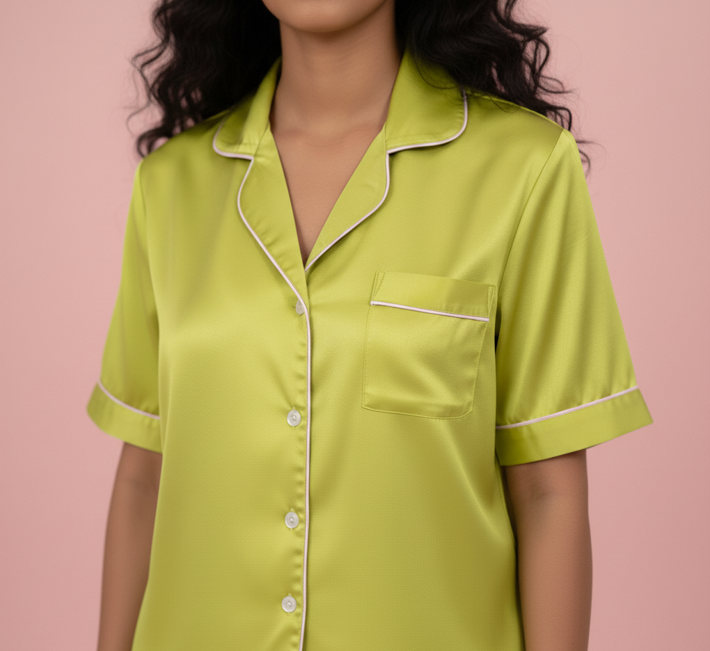 Pastel Green / Lemon Personalised Satin Shorts Set  | Prepaid Orders Only