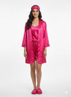 Magenta Personalise Robe + Slippers + EyeMask+ Camisole+ Shorts For Bride | Prepaid Orders Only