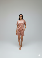 Velvet Rose Gold Tee + Shorts  Set