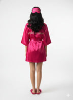 Magenta Personalise Robe + Slippers + EyeMask+ Camisole+ Shorts For Maid of Honour/Bridesmaid | Prepaid Orders Only