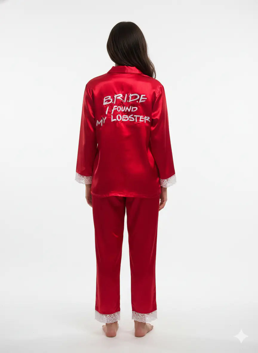Bride I Found My Lobster Satin Pj Set  | Prepaid Orders Only