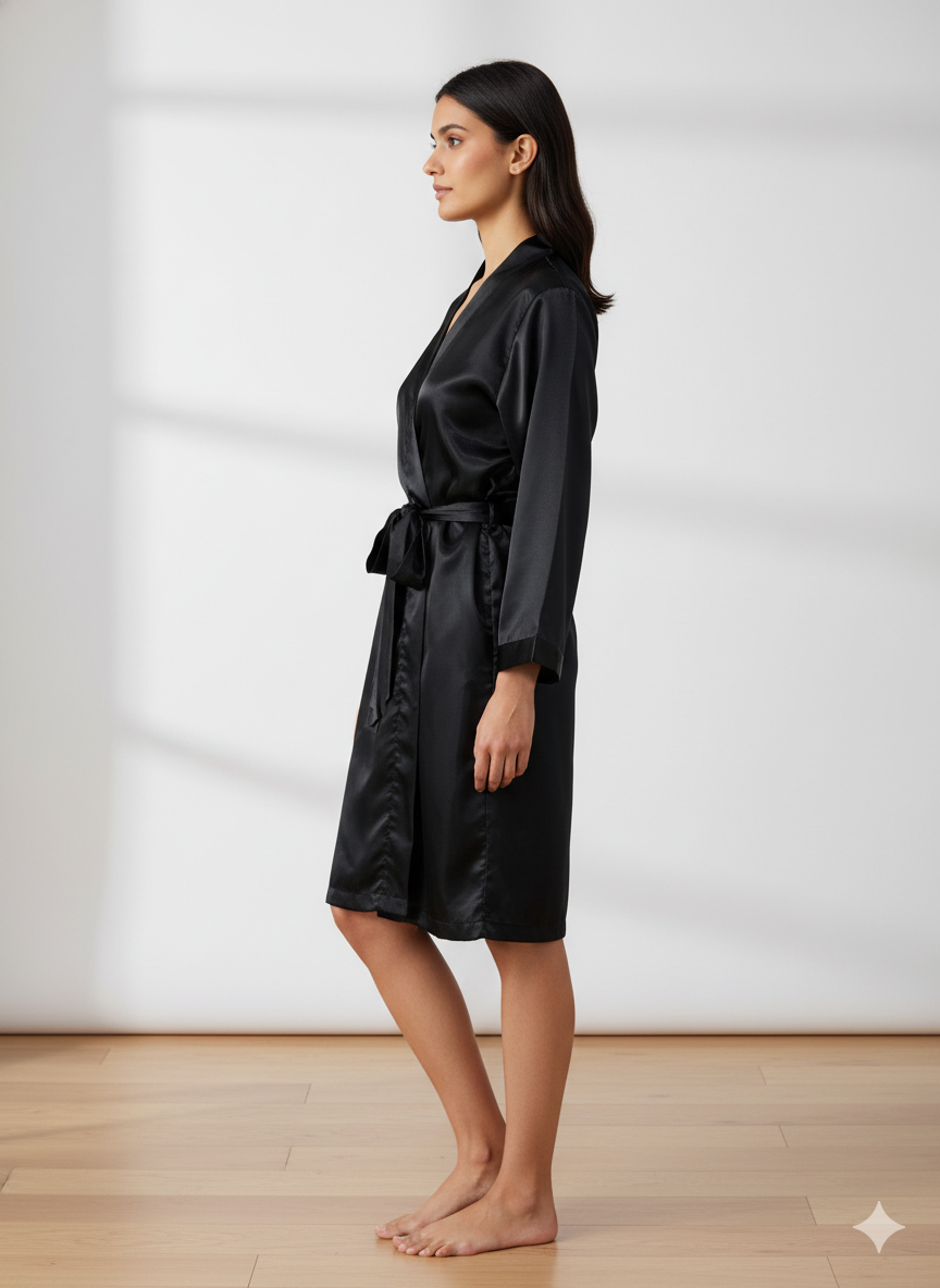 Black Satin Personalise Robe  | Prepaid Orders Only