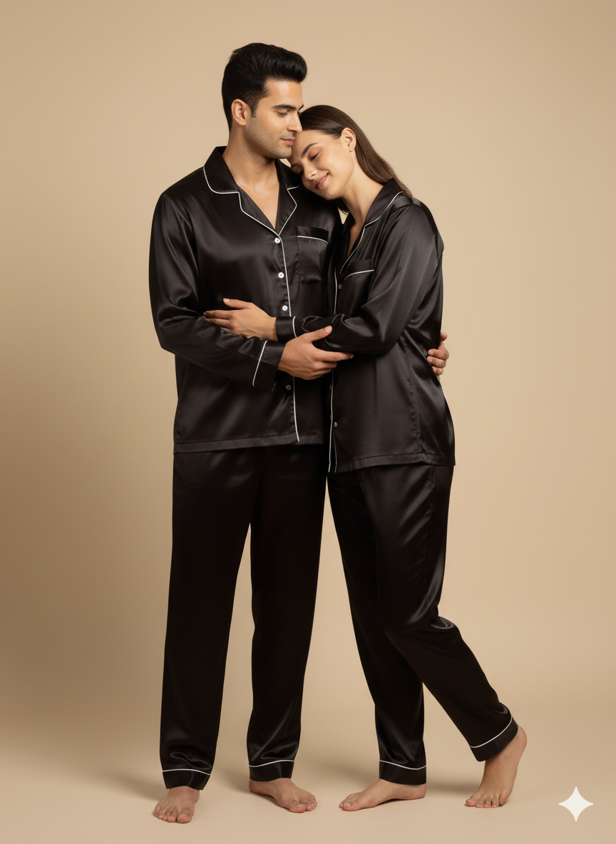 Logo Personalised Black Couple Set  | Prepaid Orders Only