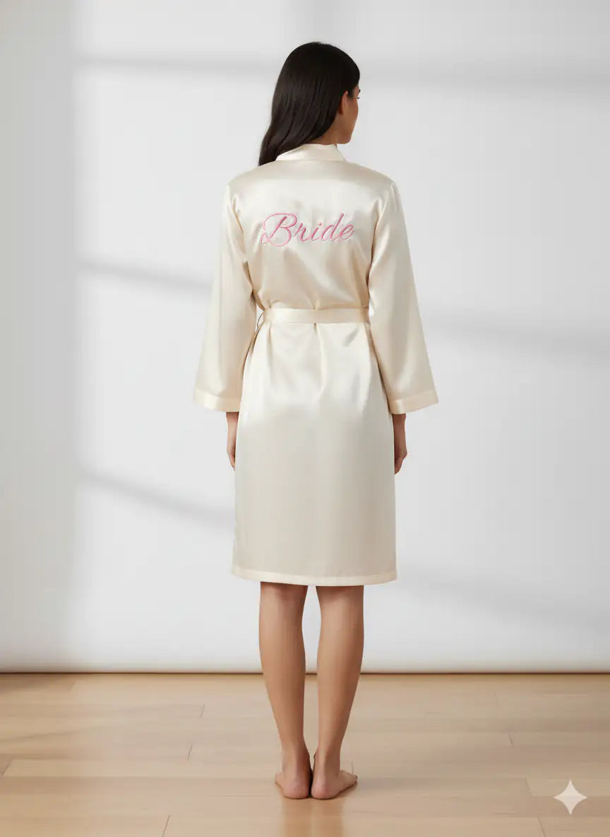 Bride's Pink thread work Robe Edit 2  | Prepaid Orders Only