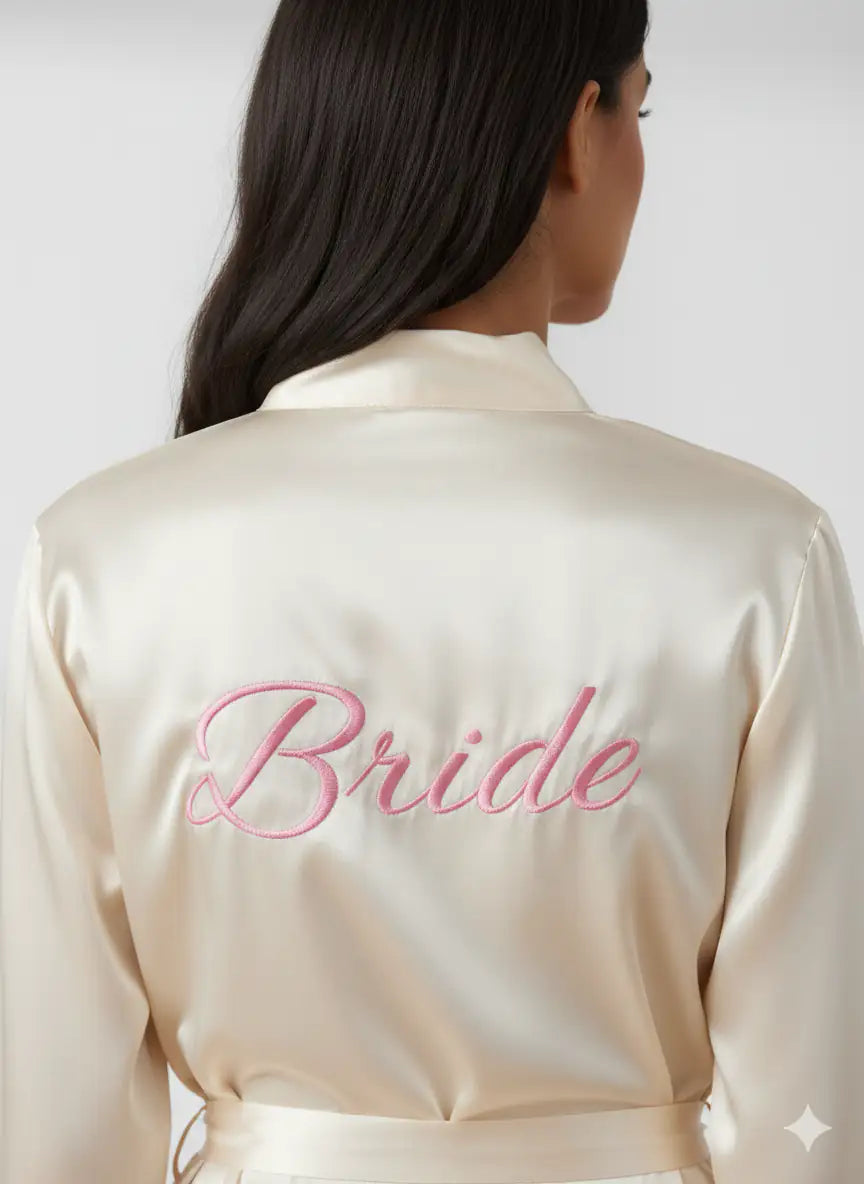 Bride's Pink thread work Robe Edit 2  | Prepaid Orders Only