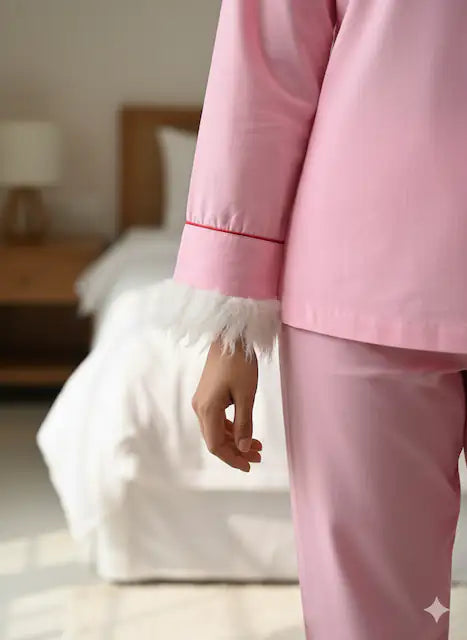 Baby Pink Feather Cotton Pj Set  | Prepaid Orders Only