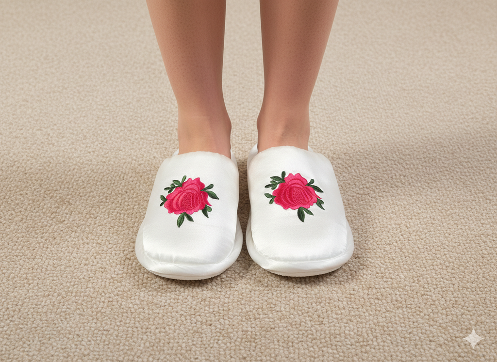 Satin  Floral Slippers | Prepaid Orders Only