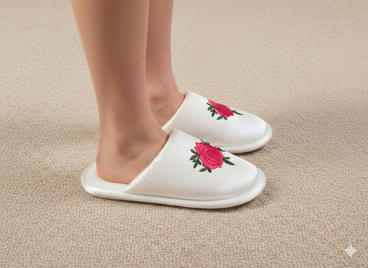 Satin  Floral Slippers | Prepaid Orders Only