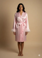 Baby Pink Feather Personalise Robe  | Prepaid Orders Only