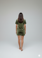 Velvet Olive Tee + Shorts  Set