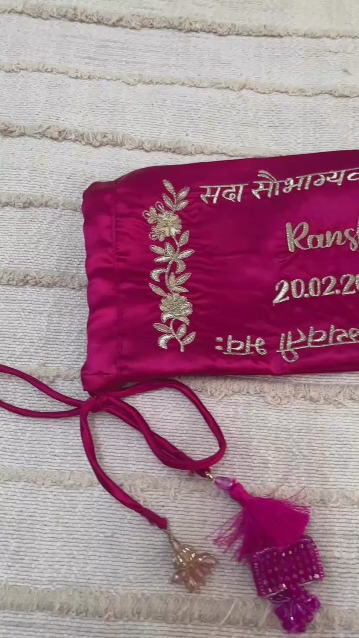 Magenta Slogan Pink Floral Chooda Cover  | Prepaid Orders Only