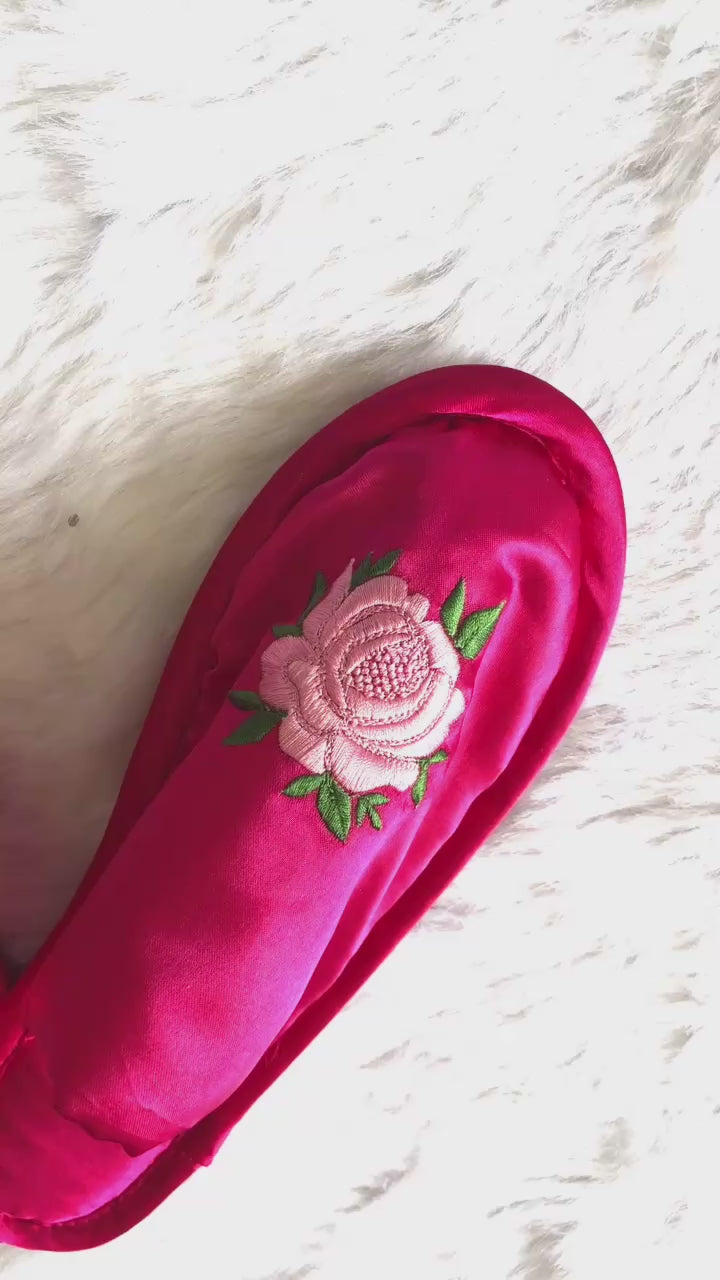 Magenta Floral Slippers | Prepaid Orders Only