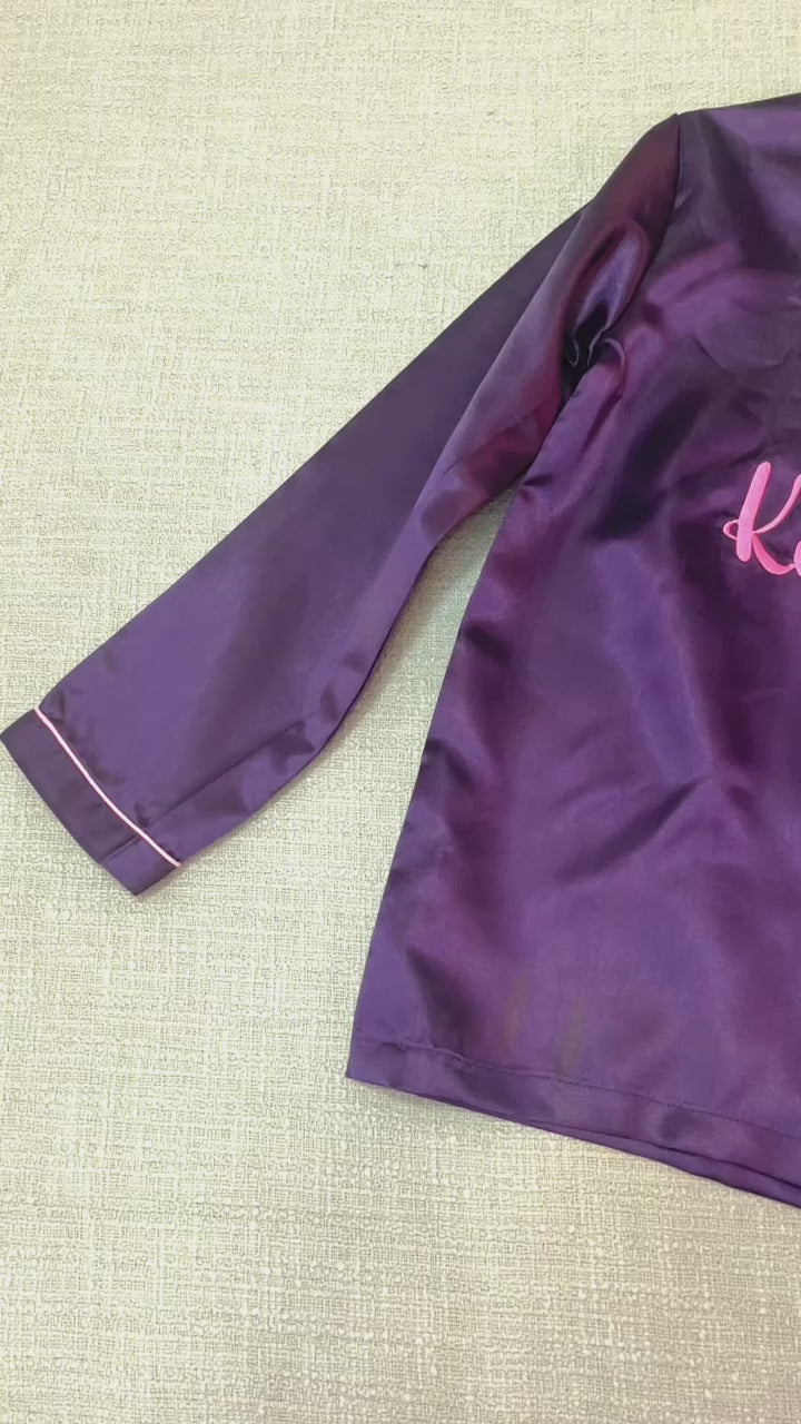 Evil Eye Personalise Back Satin Pj Set  | Prepaid Orders Only